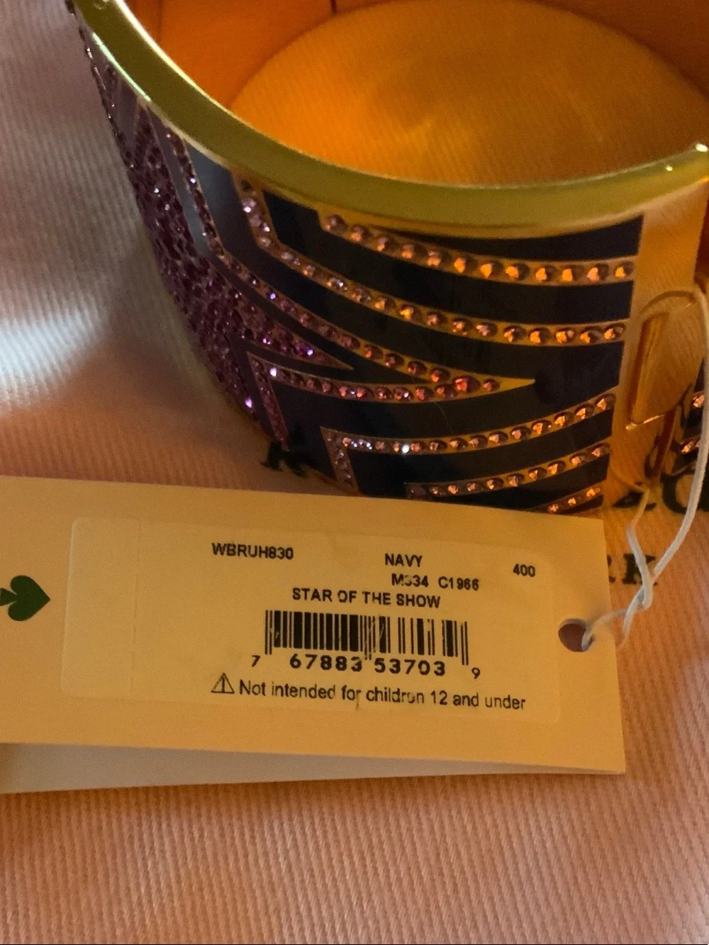 kate spade Navy Enamel & Pink Crystal Gold-Tone Starburst Cuff - Picture 2 of 2